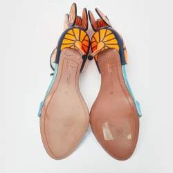 Pre Owned Sophia Webster Tricolor Leather Chiara Butterfly Ankle Strap Sandals Size 39