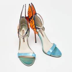 Pre Owned Sophia Webster Tricolor Leather Chiara Butterfly Ankle Strap Sandals Size 39