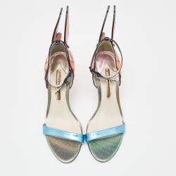 Pre Owned Sophia Webster Tricolor Leather Chiara Butterfly Ankle Strap Sandals Size 39