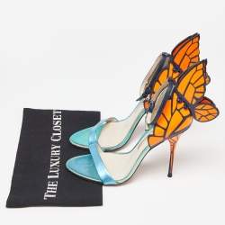 Pre Owned Sophia Webster Tricolor Leather Chiara Butterfly Ankle Strap Sandals Size 39