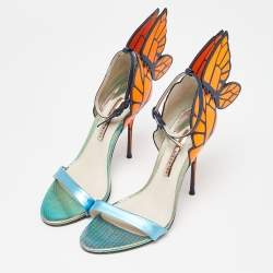 Pre Owned Sophia Webster Tricolor Leather Chiara Butterfly Ankle Strap Sandals Size 39