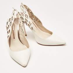 Sophia Webster White Leather Angelo Pointed Toe Slingback Pumps Size 36