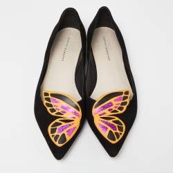Sophia Webster Black Suede Bibi Butterfly Pointed Toe Ballet Flats Size 40