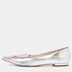 Sophia Webster Silver Patent Leather Bibi Butterfly Ballet Flats Size 41