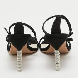 Pre Owned Sophia Webster Black Suede Rosalind Crystal Heel Ankle Strap Sandals Size 41