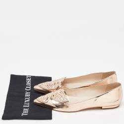 Sophia Webster Rose Gold Leather Bibi Butterfly Ballet Flats Size 41