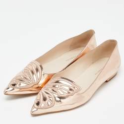 Sophia Webster Rose Gold Leather Bibi Butterfly Ballet Flats Size 41