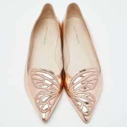 Sophia Webster Rose Gold Leather Bibi Butterfly Ballet Flats Size 41