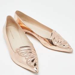 Sophia Webster Rose Gold Leather Bibi Butterfly Ballet Flats Size 41