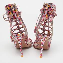 Sophia Webster Tricolor Printed Leather Lacey Sandals Size 37
