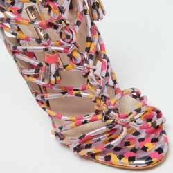 Sophia Webster Tricolor Printed Leather Lacey Sandals Size 37