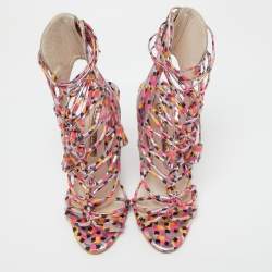 Sophia Webster Tricolor Printed Leather Lacey Sandals Size 37