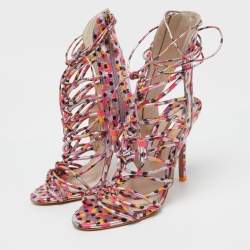 Sophia Webster Tricolor Printed Leather Lacey Sandals Size 37