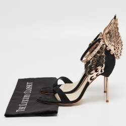Pre Owned Sophia Webster Black/Rose Gold Suede and Leather Evangeline Sandals Size 40