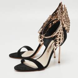 Pre Owned Sophia Webster Black/Rose Gold Suede and Leather Evangeline Sandals Size 40