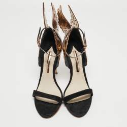 Pre Owned Sophia Webster Black/Rose Gold Suede and Leather Evangeline Sandals Size 40