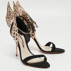 Pre Owned Sophia Webster Black/Rose Gold Suede and Leather Evangeline Sandals Size 40