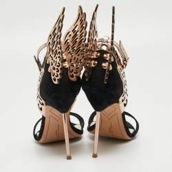 Pre Owned Sophia Webster Black/Rose Gold Suede and Leather Evangeline Sandals Size 40