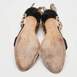 Pre Owned Sophia Webster Black/Rose Gold Suede and Leather Evangeline Sandals Size 40