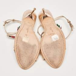 Sophia Webster Rose Gold Leather Floral Applique Hula Sandals Size 41