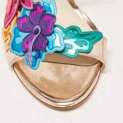 Sophia Webster Rose Gold Leather Floral Applique Hula Sandals Size 41