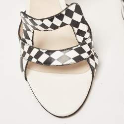 Sophia Webster White/Black Checkered Leather Poppy Sandals Size 40.5
