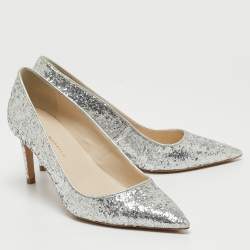 Pre Owned Sophia Webster Silver Glitter Rio Pumps Size 35