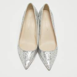 Pre Owned Sophia Webster Silver Glitter Rio Pumps Size 35