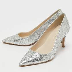 Pre Owned Sophia Webster Silver Glitter Rio Pumps Size 35