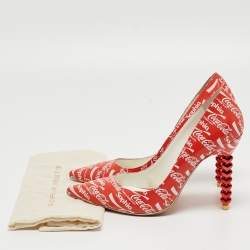 Sophia Webster Red/White Leather Coca Cola Print Pumps Size 38