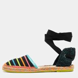 Sophia Webster Multicolor Fabric New Juana Ribbon Espadrille Flats Size 37