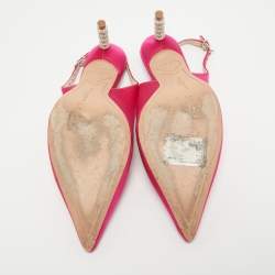 Pre Owned Sophia Webster Pink Satin Tyra Slingback Pumps Size 38