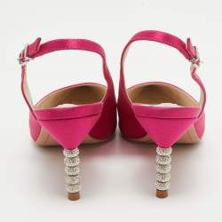 Pre Owned Sophia Webster Pink Satin Tyra Slingback Pumps Size 38