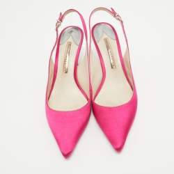 Pre Owned Sophia Webster Pink Satin Tyra Slingback Pumps Size 38