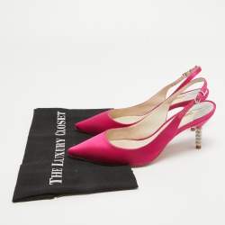 Pre Owned Sophia Webster Pink Satin Tyra Slingback Pumps Size 38