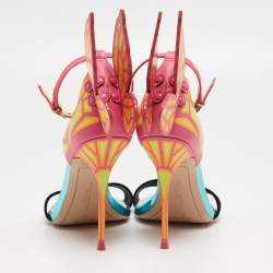 Sophia Webster Multicolor Patent Leather and Suede Chiara Butterfly Ankle Strap Sandals Size 38
