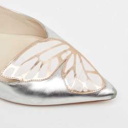 Sophia Webster Silver Leather Bibi Butterfly Ballet Flats Size 41