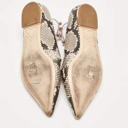 Sophia Webster Two Tone Embossed Python Dina Ankle Strap Ballet Flats Size 37