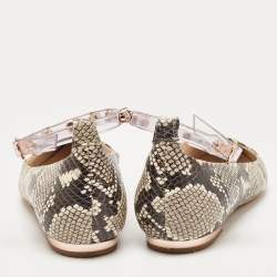 Sophia Webster Two Tone Embossed Python Dina Ankle Strap Ballet Flats Size 37