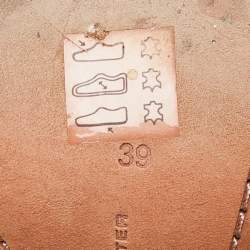 Pre Owned Sophia Webster Gold/White Leather Evangeline Laser Cut Angel Wing Ankle Strap Sandals Size 39