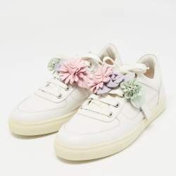 Pre Owned Sophia Webster White Leather Lilico Flower Sneakers Size 39
