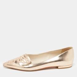 Sophia Webster Rose Gold Leather Bibi Butterfly Ballet Flats Size 37