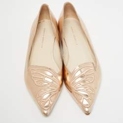 Sophia Webster Rose Gold Leather Bibi Butterfly Ballet Flats Size 37