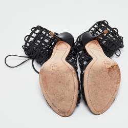 Sophia Webster Black Leather Delphine Peep Toe Cage Sandals Size 38