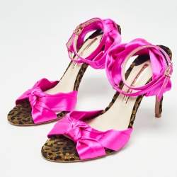Sophia Webster Fuchsia Knotted Satin Ankle Strap Sandals Size 38.5