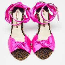 Sophia Webster Fuchsia Knotted Satin Ankle Strap Sandals Size 38.5