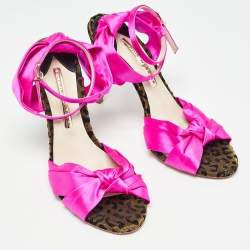 Sophia Webster Fuchsia Knotted Satin Ankle Strap Sandals Size 38.5