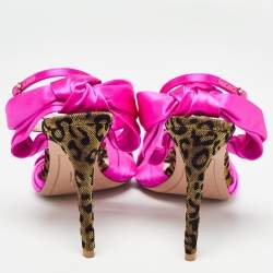 Sophia Webster Fuchsia Knotted Satin Ankle Strap Sandals Size 38.5