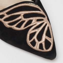Sophia Webster Black Suede Bibi Butterfly Pointed Toe Ballet Flats Size 39