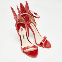 Sophia Webster Metallic Red Leather Chiara Butterfly Ankle Strap Sandals Size 39